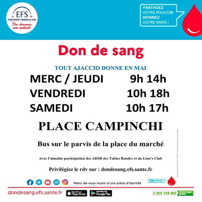 J’ai testé pour vous le don du sang à Ajaccio, place Campinchi J’ai testé pour vous le don du sang à Ajaccio, place Campinchi