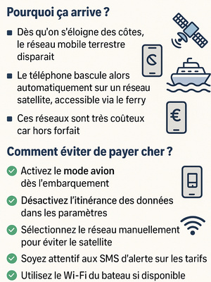 Pourquoi les téléphones basculent sur des réseaux satellitaires en mer ? Pourquoi les téléphones basculent sur des réseaux satellitaires en mer ?