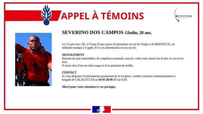 Un militaire porté disparu au col de Vergio, la gendarmerie lance un appel à témoins Un militaire porté disparu au col de Vergio, la gendarmerie lance un appel à témoins