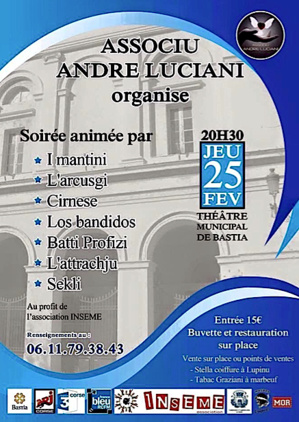 Association André-Luciani : Un concert jeudi au théâtre de Bastia au profit d'Inseme Association André-Luciani : Un concert jeudi au théâtre de Bastia au profit d'Inseme