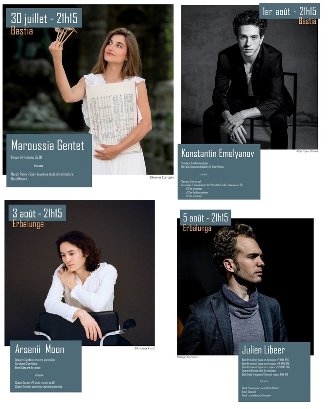4 pianistes réputés aux Nuits du piano de Bastia et Erbalonga. 4 pianistes réputés aux Nuits du piano de Bastia et Erbalonga.