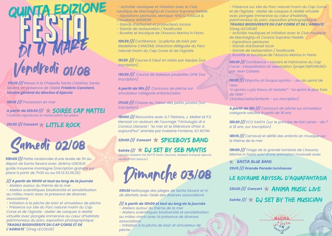 Le programme de Festa di u mare Le programme de Festa di u mare