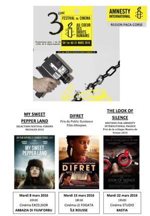 Le festival du cinéma d'Amnesty international fait escale à Abazzia, L'Ile-Rousse et Bastia