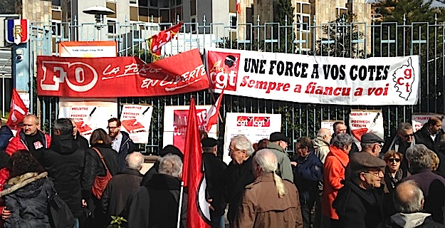 Réforme du code du travail : Manifestation des syndicats devant la préfecture de Haute-Corse