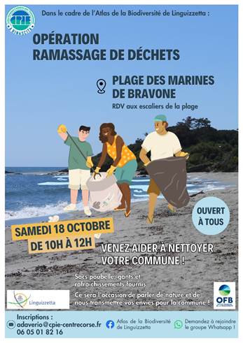 Opération nettoyage de plage à Bravone le 18 octobre