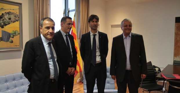 François Alfonsi, président de l'ALE, et Jordi Solé, membre du gouvernement catalan, reçu à l'Hôtel de région par le président du Conseil exécutif, Gilles Simeoni, et le président de l'Assemblée de Corse, Jean-Guy Talamoni.