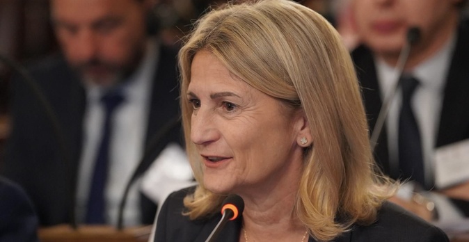 Nanette Maupertuis, présidente de l’Assemblée de Corse, présidente du groupe politique Alliance Européenne (EA) au Comité européen des régions (CdR), présidente de la Commission des îles au sein de la CRPM, corapporteur du Pacte euro-méditerranéen.