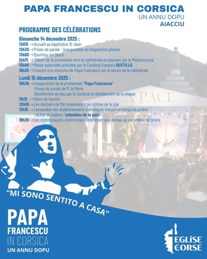 Papa Francescu In Corsica : deux journées de célébrations pour rappeler son passage "un annu dopu" Papa Francescu In Corsica : deux journées de célébrations pour rappeler son passage "un annu dopu"