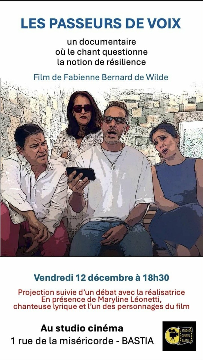 "Les passeurs de voix" ce vendredi 12 décembre à 18h30 au cinéma Le Studio à Bastia. "Les passeurs de voix" ce vendredi 12 décembre à 18h30 au cinéma Le Studio à Bastia.