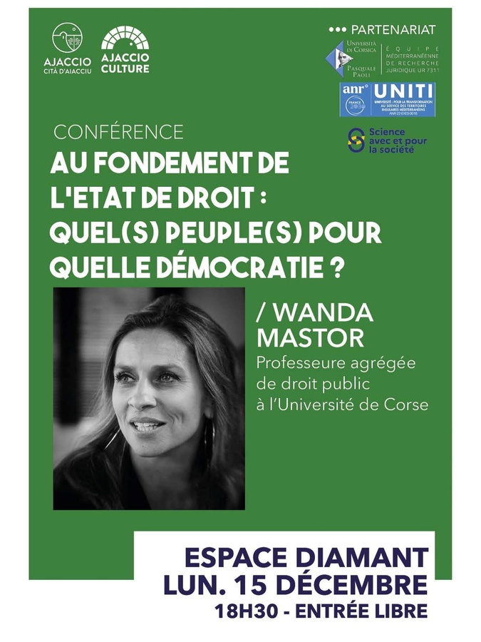 Ajaccio : Conférence de Wanda Mastor lundi 15 décembre à l'espace Diamant