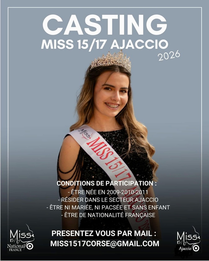 Élection Miss 15/17 National 2026 : Soutenez la candidate corse Carla Martinetti-Miniconi