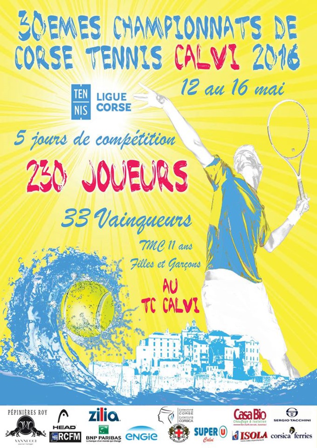 Les 30èmes championnats de Corse de tennis à Calvi du 12 au 16 mai Les 30èmes championnats de Corse de tennis à Calvi du 12 au 16 mai