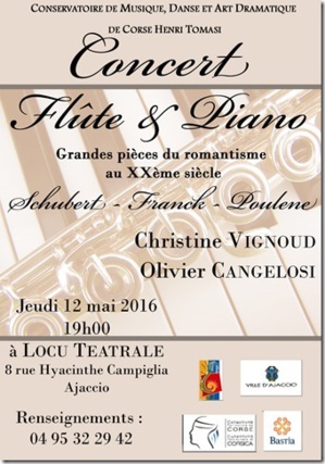 Ajaccio : Concert flûte et piano à Locu Téatrale Ajaccio : Concert flûte et piano à Locu Téatrale