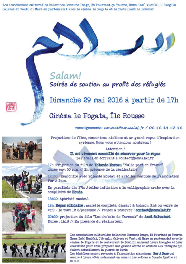 Soirée de soutien au profit des réfugiés de Syrie à L'Ile-Rousse Soirée de soutien au profit des réfugiés de Syrie à L'Ile-Rousse