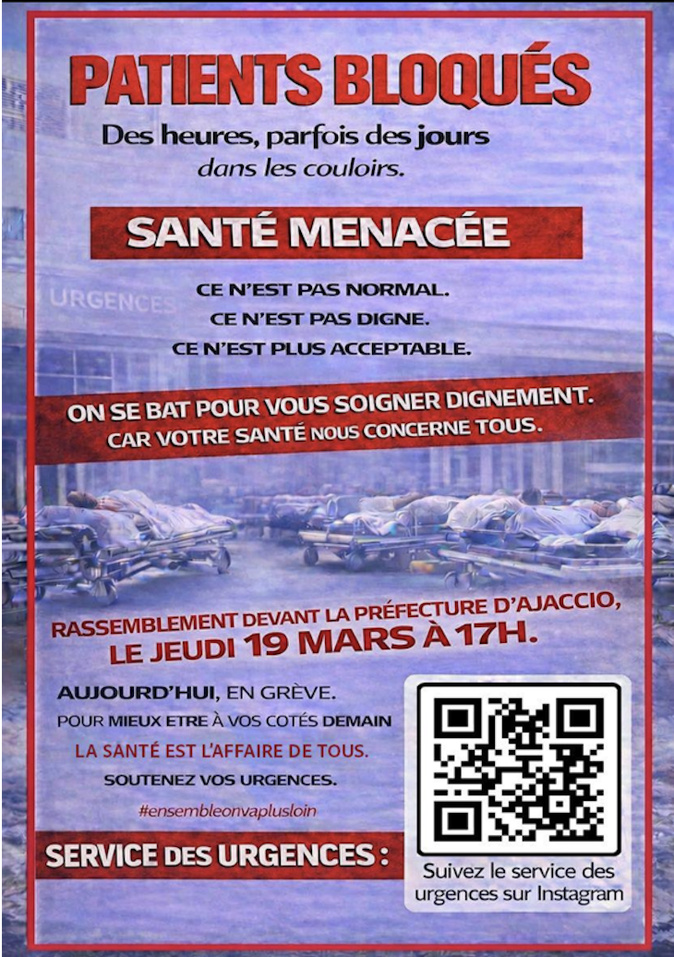 Grève aux urgences d’Ajaccio : la mobilisation se poursuit, les soignants appellent à un rassemblement devant la préfecture Grève aux urgences d’Ajaccio : la mobilisation se poursuit, les soignants appellent à un rassemblement devant la préfecture