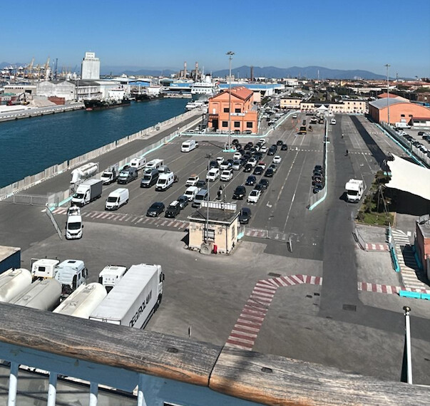 Les véhicules débarqués à Livourne