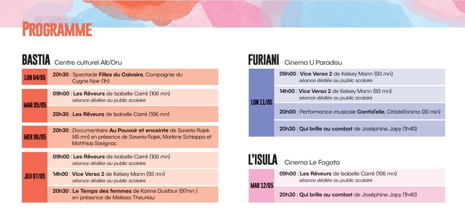 Le programme du 4 au 12 mai Le programme du 4 au 12 mai