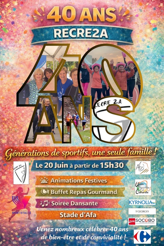Quatre décennies de sport, de partage et de lien social : Récrée 2A célèbre ses 40 ans à Afa Quatre décennies de sport, de partage et de lien social : Récrée 2A célèbre ses 40 ans à Afa