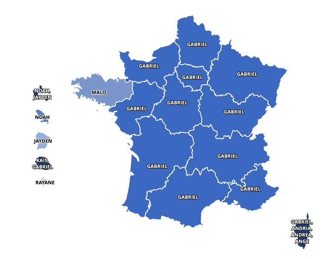 Les prénoms les plus donnés aux garçons en 2025 (Crédit : Insee) Les prénoms les plus donnés aux garçons en 2025 (Crédit : Insee)