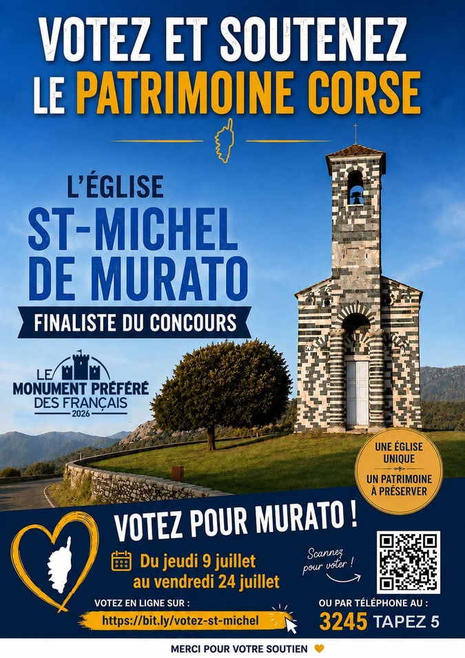 L’église Saint-Michel de Murato en lice pour obtenir le titre de "Monument préféré des Français"