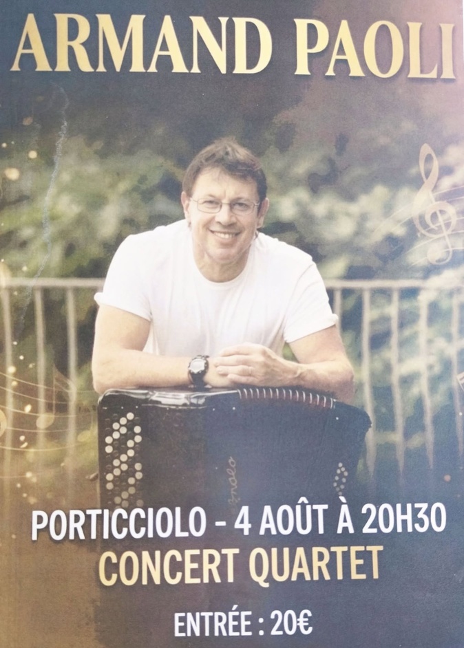 Virtuose du piano à bretelles, c'est en version quartet qu' Armand Paoli sera en concert à Porticciolo.
