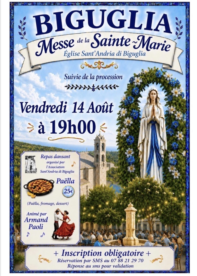 Biguglia : messe de la Sainte-Marie et procession le 14 août