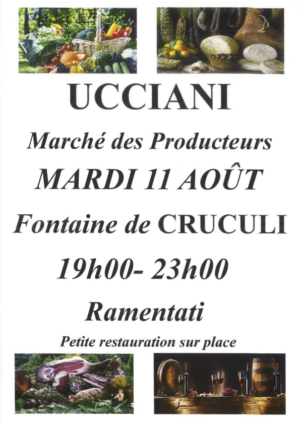 Ucciani – Marché des producteurs à Cruculi le 11 août