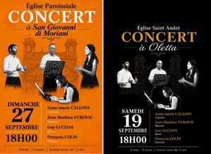Deux beaux concerts à Oletta et à San Giovanni di Moriani 