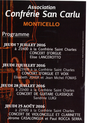 Premier concert des jeudis de Monticellu  à la confrérie San Carlu