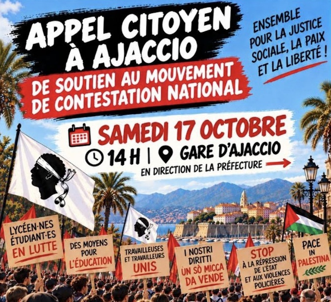 À Ajaccio, 17 organisations appellent à rejoindre la mobilisation nationale du 17 octobre À Ajaccio, 17 organisations appellent à rejoindre la mobilisation nationale du 17 octobre