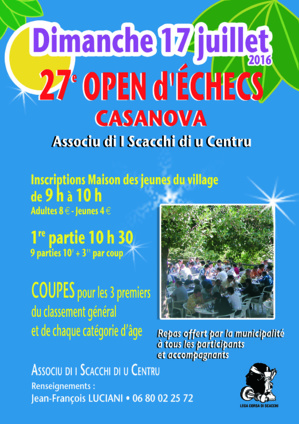 Echecs-Scacchi :  27e Open de A Casanova dimanche