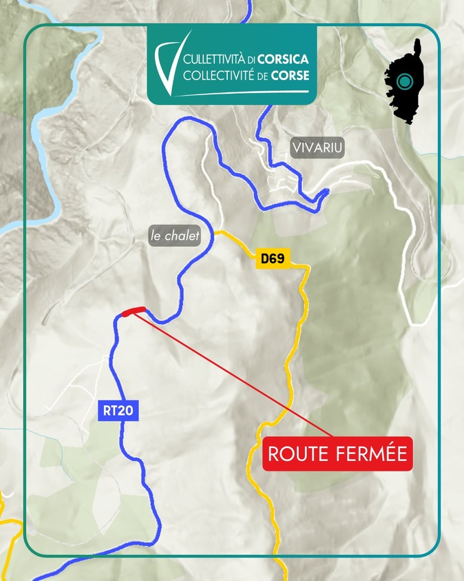 Vivario – La RT 20 fermée à la circulation cette nuit Vivario – La RT 20 fermée à la circulation cette nuit
