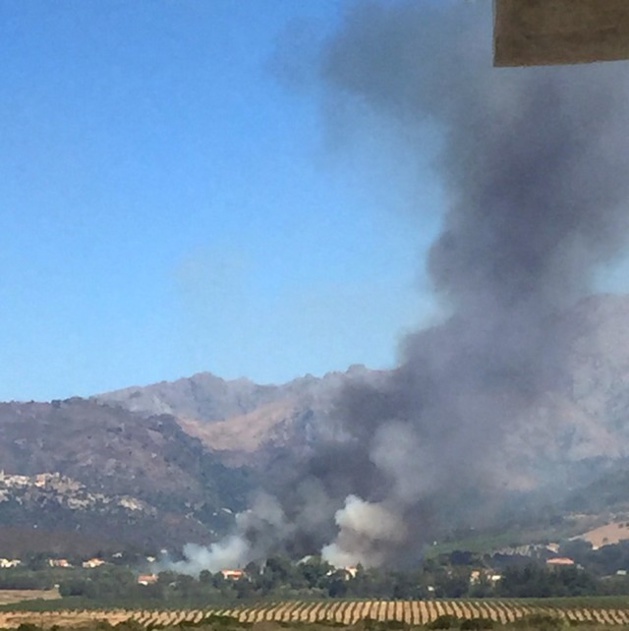 Départ de feu  à proximité d'habitations route de Calenzana
