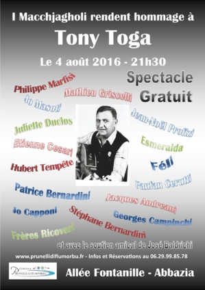 Prunelli-di-Fium'Orbu : Une soirée exceptionelle en hommage à Tony Toga Prunelli-di-Fium'Orbu : Une soirée exceptionelle en hommage à Tony Toga