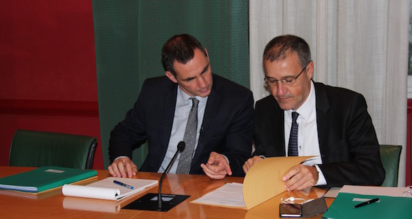 Gilles Simeoni, président du Conseil exécutif de la Collectivité territoriale de Corse (CTC), et Jean-Guy Talamoni, président de l'Assemblée de Corse.