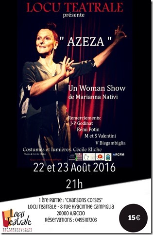 One Woman Show « Azeza » de  Marianna Nativià Locu Teatrale