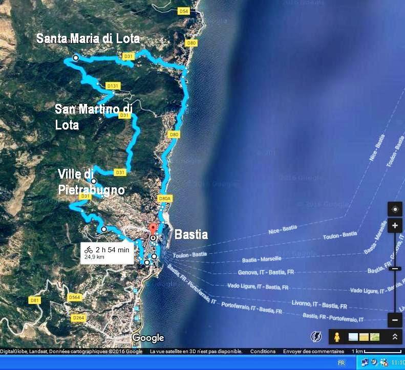 Le parcours de la randonnée cycliste