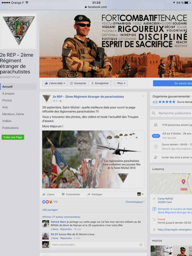 Le 2ème REP de Calvi lance sa page officielle sur Facebook