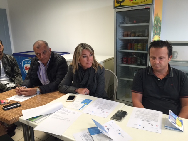 Patrick Sanguinetti, président de la commission commerce à la CCI, Linda Piperi, adjointe au maire de Bastia et Cédric Buldo, président de l'Union commerciale Saint-Exupéry et gérant de Phant'Asia