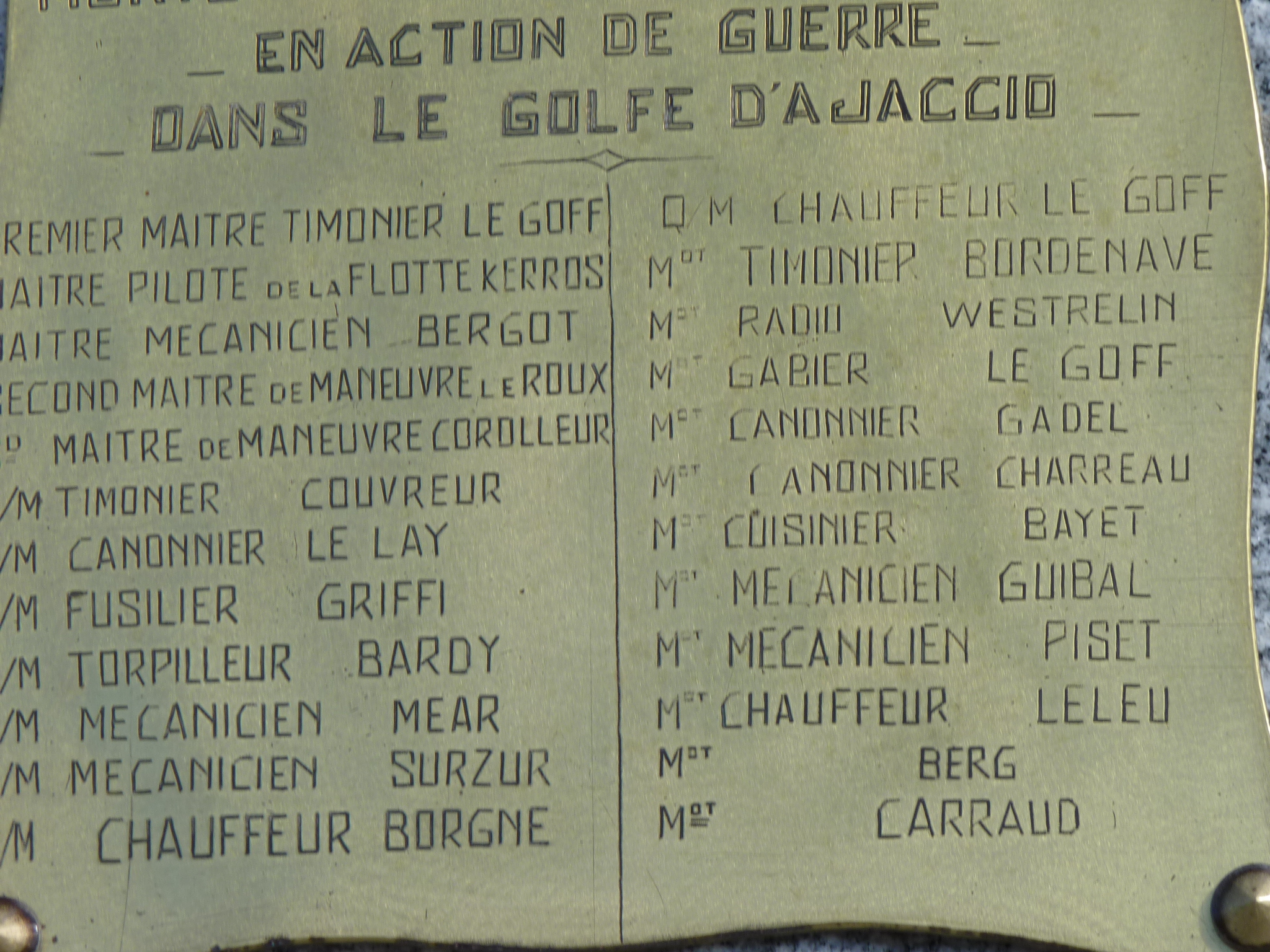 Base Navale d’Aspretto : L’hommage aux marins de la « Marie Mad »