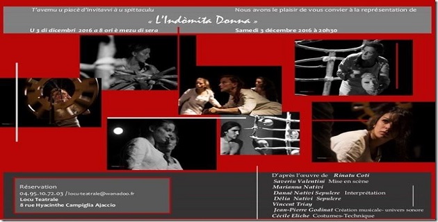 « L’Indòmita Donna », samedi 3 décembre, 20h30 à Locu Teatrale