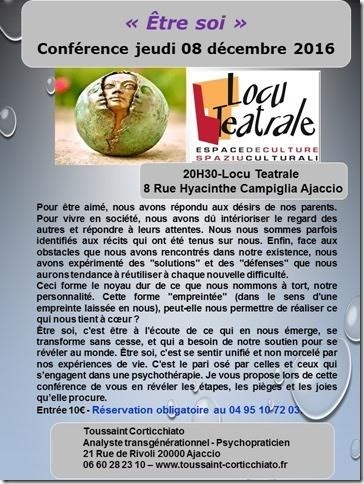 Nouvelle conférence de Toussaint Corticchiato“Être soi”