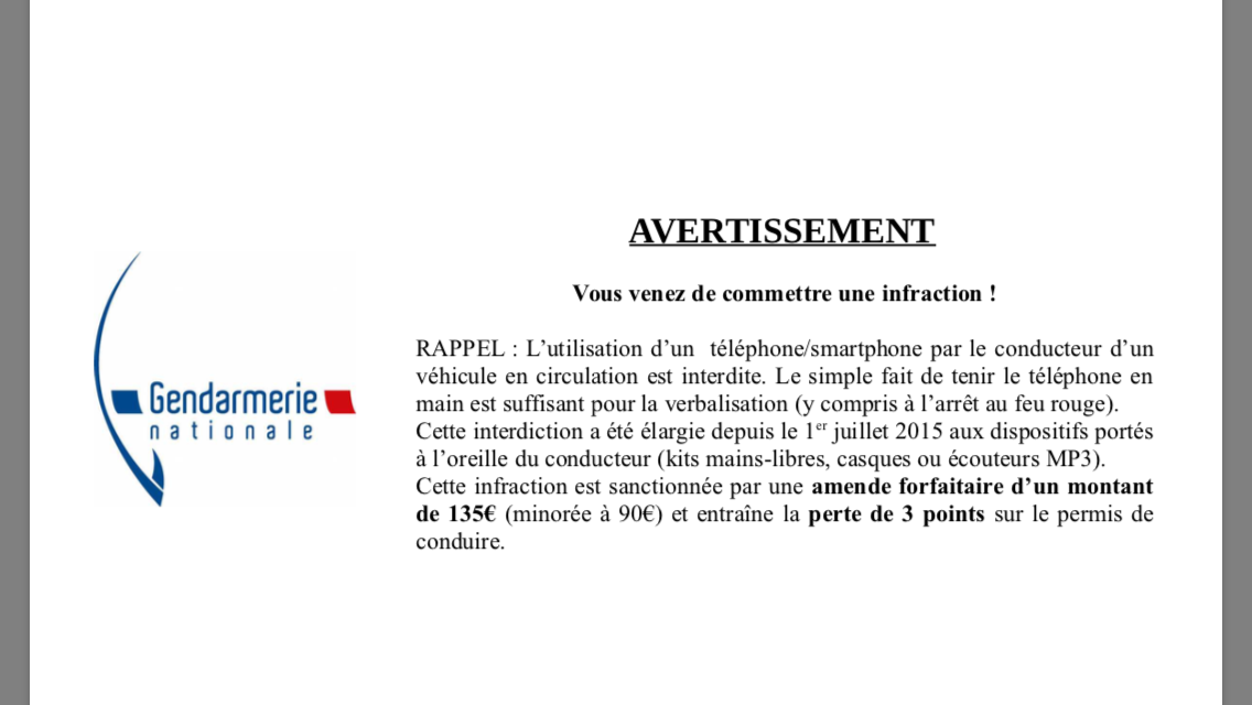 Ce petit document somme toute sympathique puisque préventif vous sera distribué mardi sur les routes de plaine orientale.