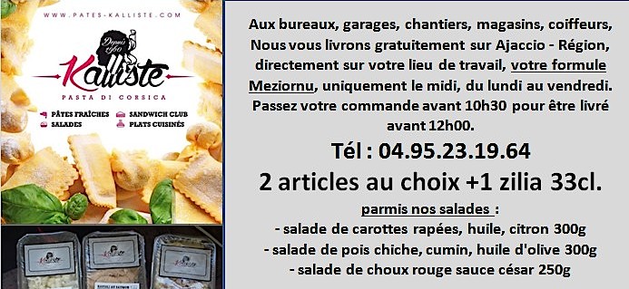 Ajaccio et région : Un repas sur votre lieu de travail pour… 5 € !