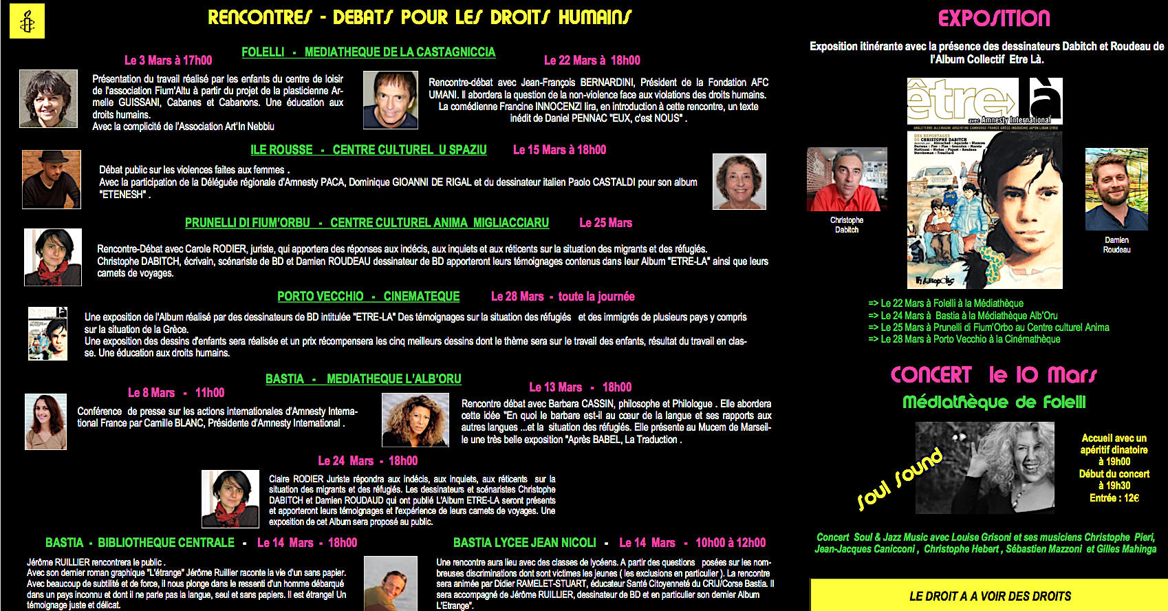 Le festival du film « Au cinéma pour les droits humains » d'Amnesty international  passe par la Corse