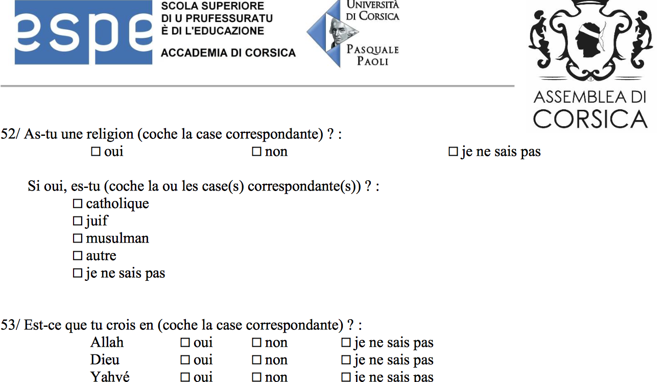 Enquête sur la "diversité en Corse" : "Aucun questionnaire dans les établissements scolaires"