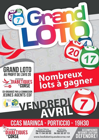 « Grand loto au profit des Diabétiques de Corse – AFD20 » à la CCAS Marinca de Porticcio