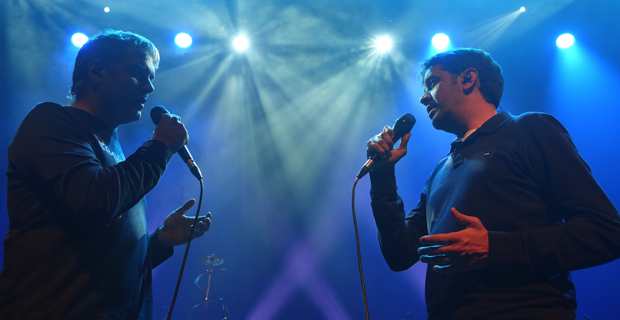 Les frères Andreani, Jean-Michel et Fabrice, lors des répétitions au théâtre de Bastia. Photo Christian Andreani.