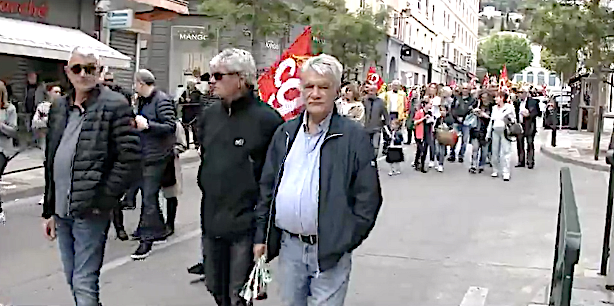 César Fazzini (à droite) : Il défilait encore le 1er Mai à Bastia avec la CGT