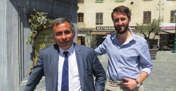 Henri Malosse, ex-président du Comité économique et social européen, et son suppléant, Marc-Antoine Campana, président du tout nouveau mouvement Pudemu, candidats aux élections législatives de juin prochain dans la 2ème circonscription de Haute-Corse.
